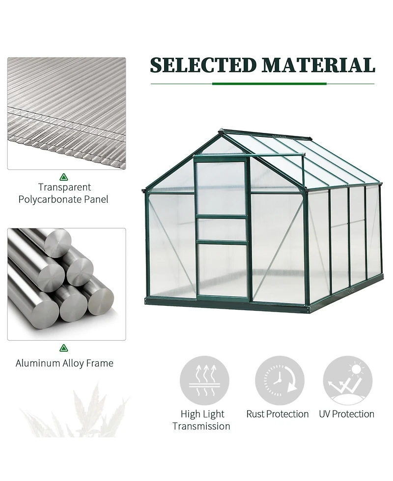 Outsunny 6' x 8' x 7' Large Polycarbonate Walk-in house,
