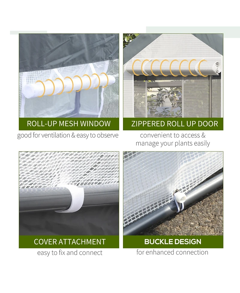 Outsunny 10' x 7' Walk-In Garden house with Roll-Up Door,