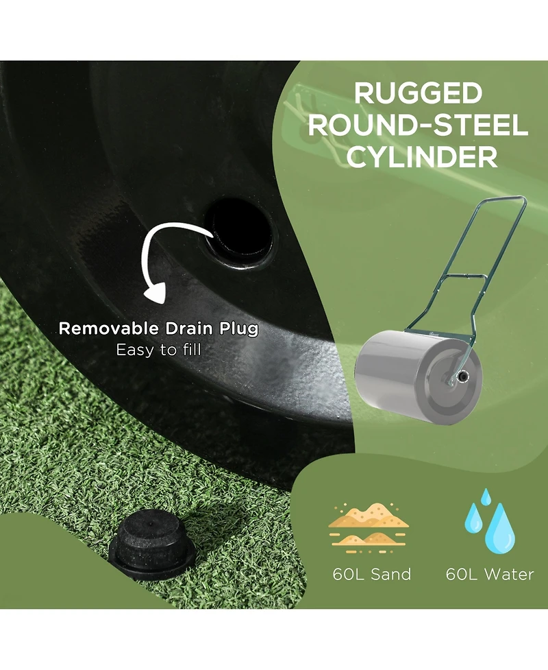 Outsunny 202.2 lbs Combination Push/Tow Lawn Roller Filled w/ or Water