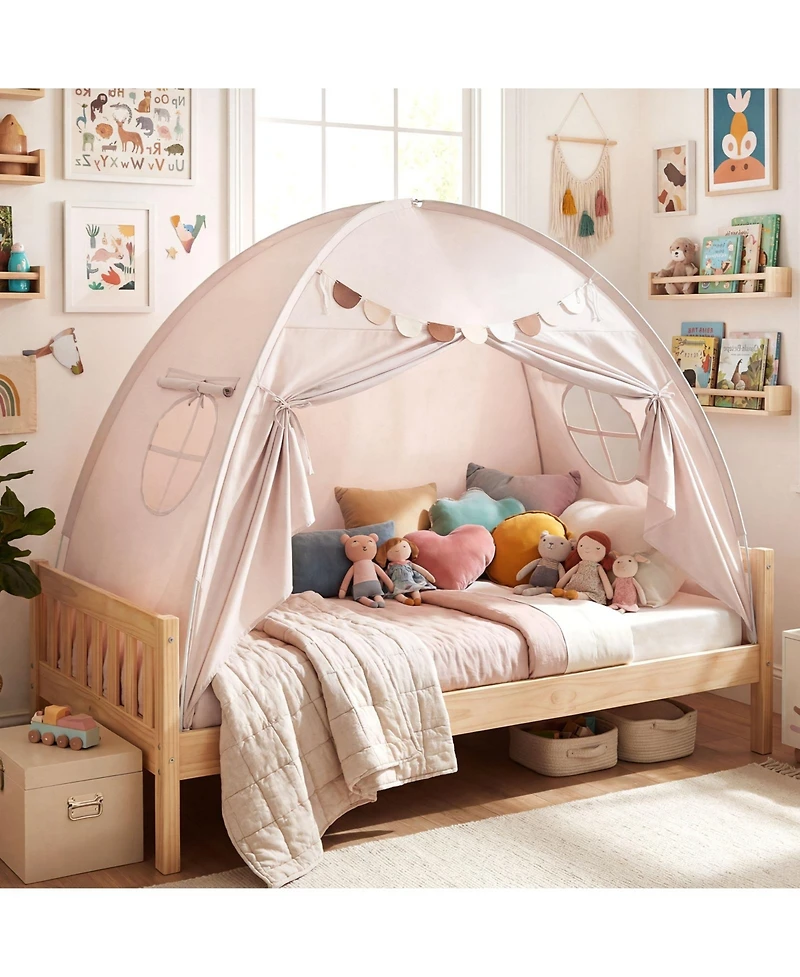 Slickblue Indoor Twin Kids Tent with Canopy and 2 Mesh Windows