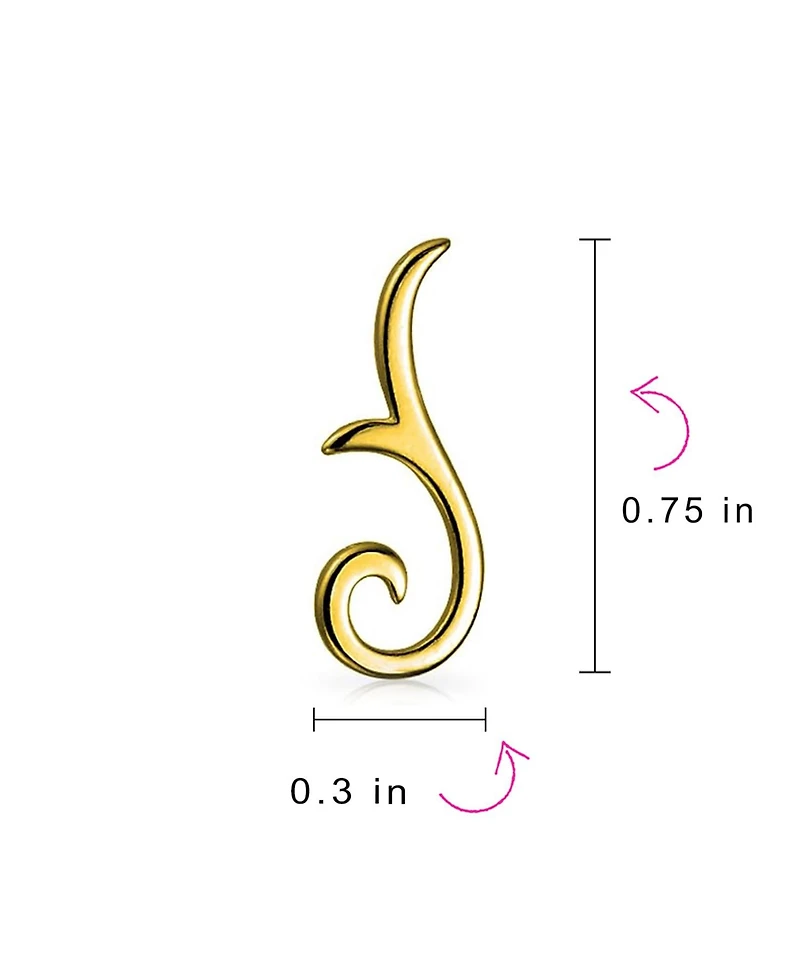 Bling Jewelry Scroll Design Ear Pin Crawlers Climber Earrings Gold Plated .925 Sterling Silver