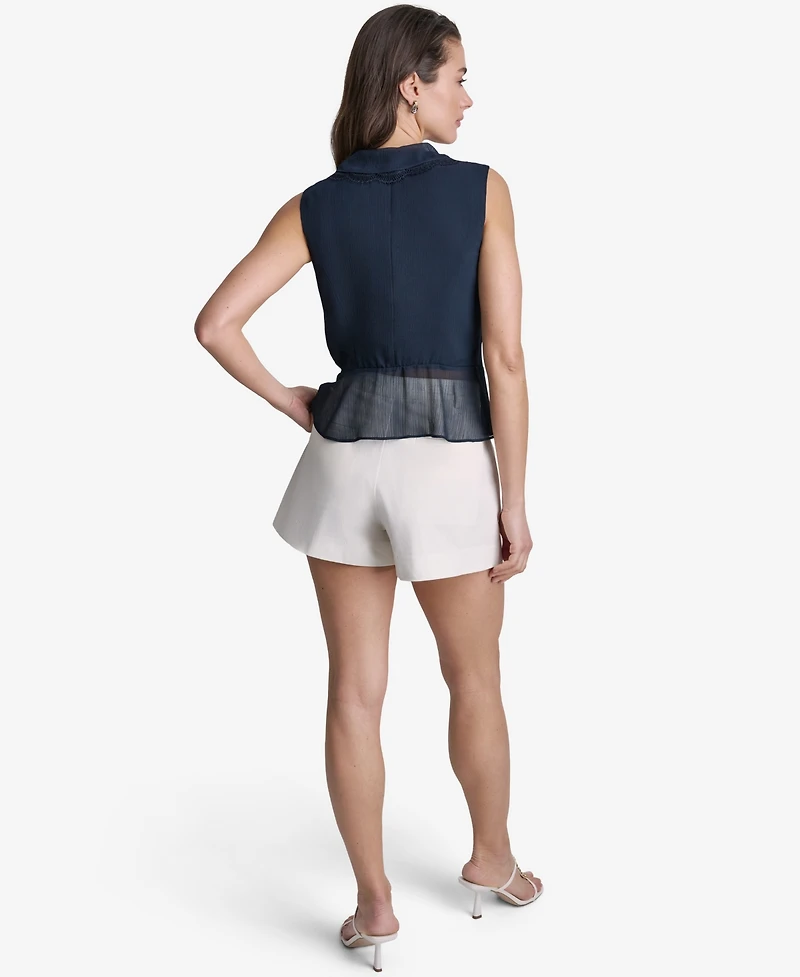 Bcbg Women's Ruffled V-Neck Sleeveless Blouse