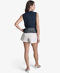 Bcbg Women's Ruffled V-Neck Sleeveless Blouse