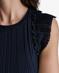 Bcbg Women's Ribbed Ruffle Cap-Sleeve Crewneck Top