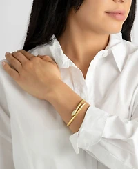 Adornia Cubic Zirconia Gold 2-Piece Snake Cuff Bracelet and Adjustable Ring Set