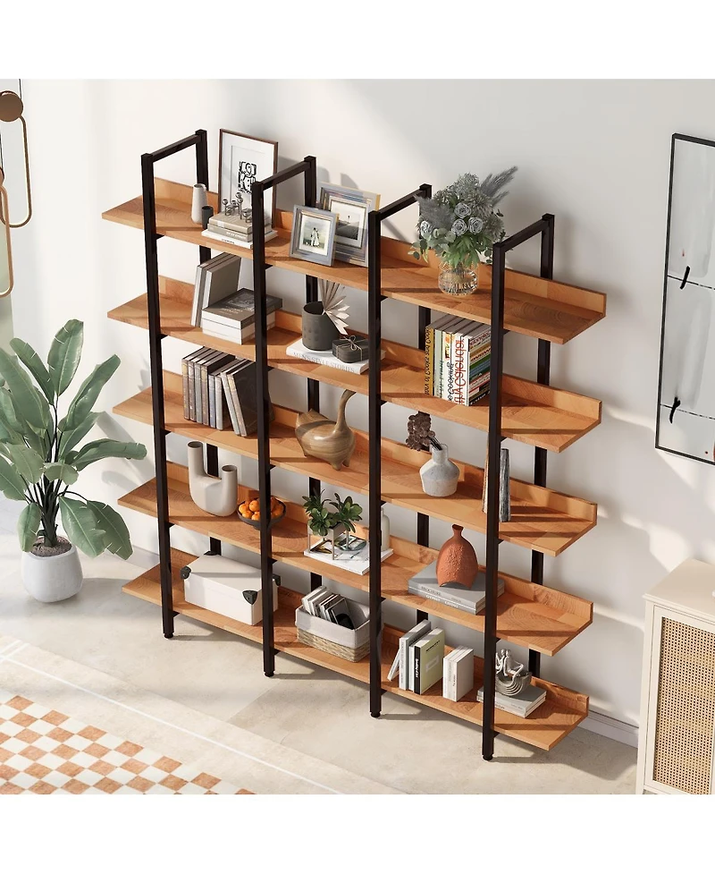 Streamdale Furniture 5 Tier Industrial Style Bookcase with Metal Frame