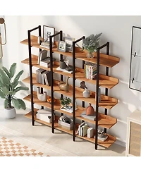Streamdale Furniture 5 Tier Industrial Style Bookcase with Metal Frame