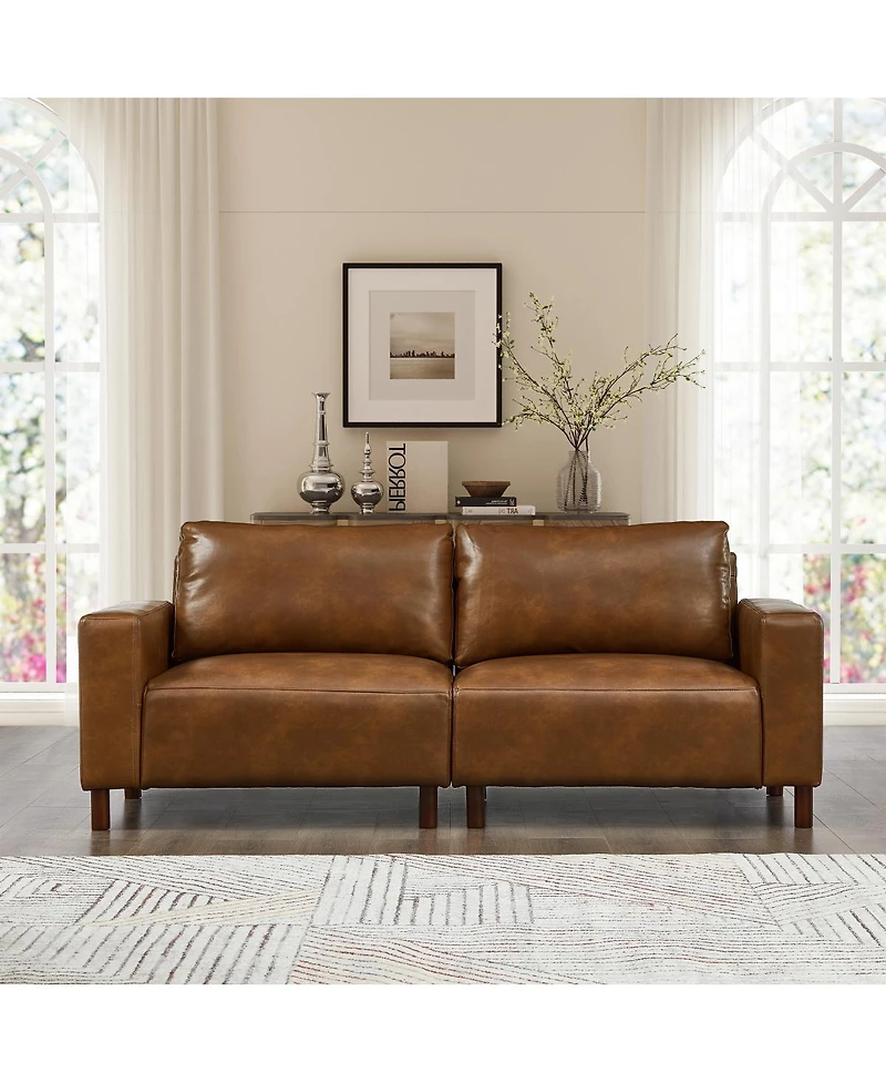 Streamdale Furniture Luxury Brown Faux Leather 2-Piece Sofa & Loveseat Set