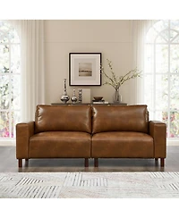 Streamdale Furniture Luxury Brown Faux Leather 2-Piece Sofa & Loveseat Set