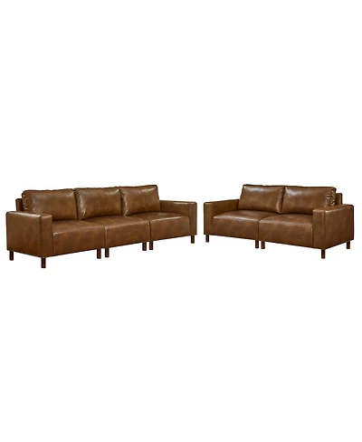 Streamdale Furniture Luxury Brown Faux Leather 2-Piece Sofa & Loveseat Set