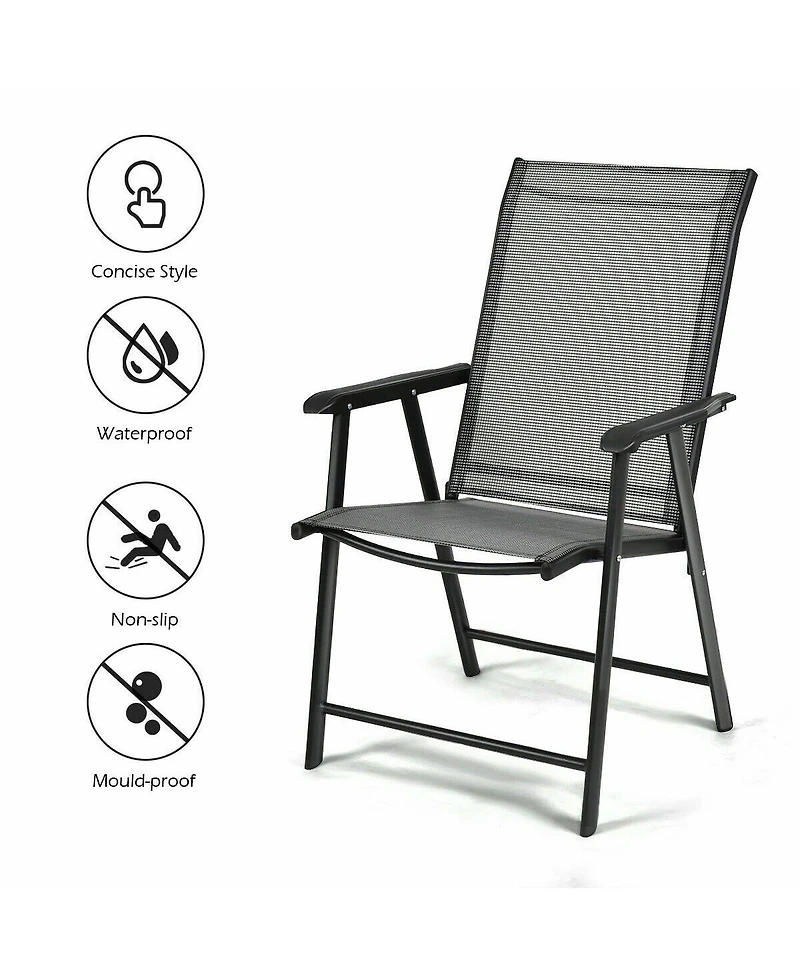 Gymax Set of 6 Outdoor Patio Folding Chairs Camping Deck Garden Pool Beach W/Armrest