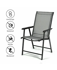 Gymax Set of 6 Outdoor Patio Folding Chairs Camping Deck Garden Pool Beach W/Armrest