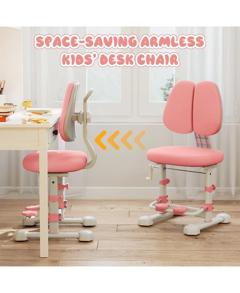 Gouun Kids Study Chair with Double Backrest, Adjustable Height and Footrest