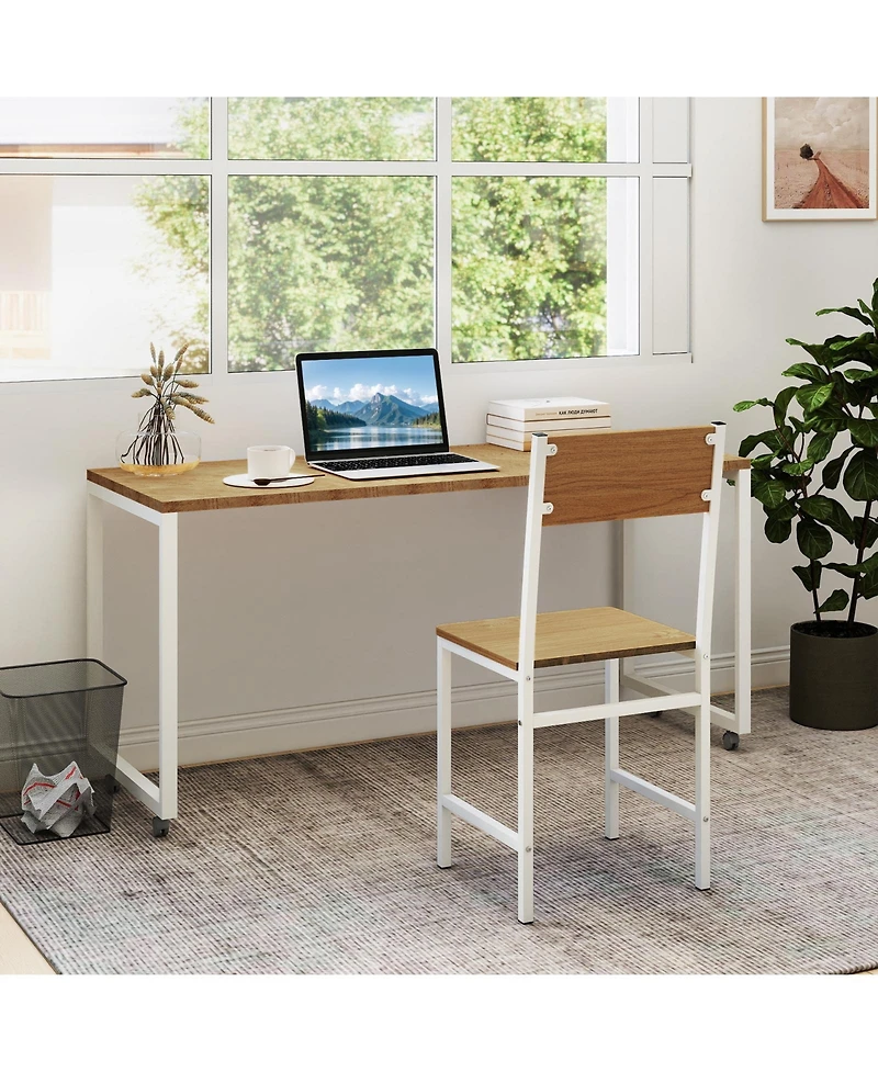 Gouun Industrial Dining Chairs Set of 4 with Metal Legs and Slanted Back