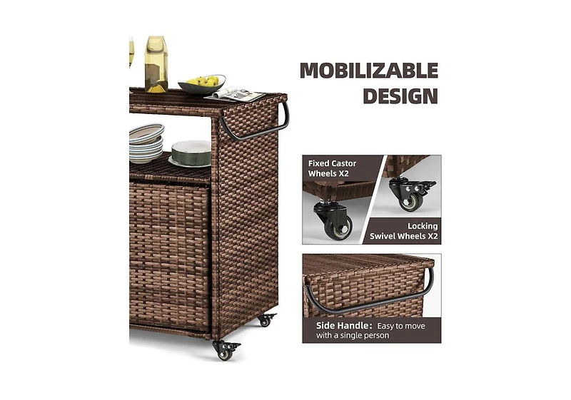 Aecojoy Outdoor Bar Cart with Wheels