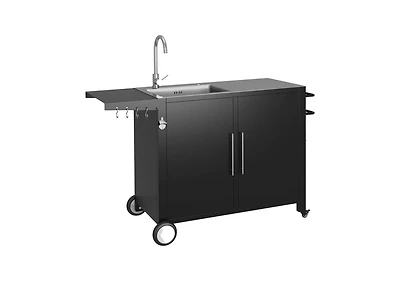 Aecojoy Outdoor Kitchen Sink with Hose Hook up, Stainless Steel Grill Prep Table Kitchen Cabinets Island