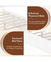 Gymax Full Bed Frame w/Storage Drawers Headboard Wooden Slat Support