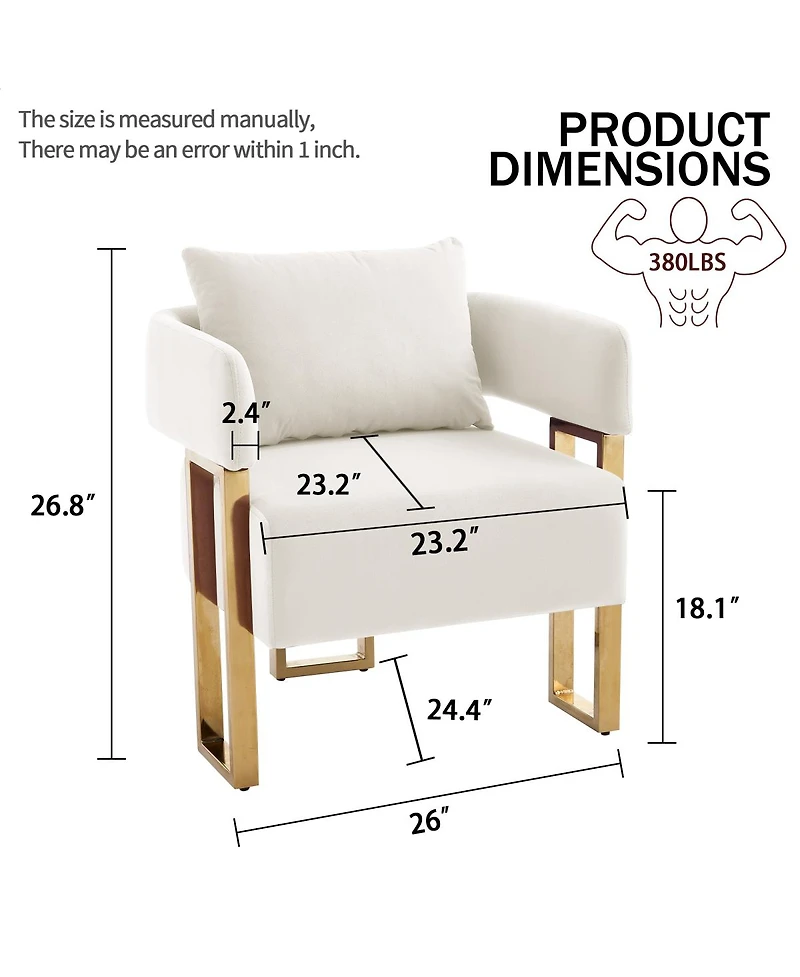 Streamdale Furniture Modern decorative chair with metal legs, velvet fleece upholstered