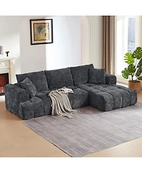 Streamdale Furniture Chenille L-Shape Luxury Sectional Sofa, Minimalist Design