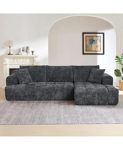 Streamdale Furniture Chenille L-Shape Luxury Sectional Sofa, Minimalist Design