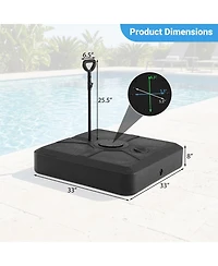 Costway Cantilever Umbrella Base with Wheels, Retractable Pull Rod, 360degree(s) Rotation for Pool