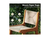 Slickblue Patio Counter Height Bar Stool with Paper Rope Seat and Teak Frame