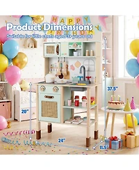 Slickblue Wooden Play Kitchen for Kids Retro Set with Lights Sounds