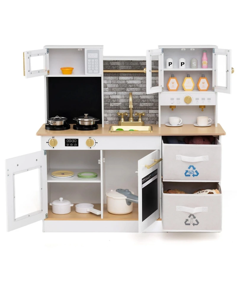 Slickblue Wooden Kids Play Kitchen with Stove Light Sound Set