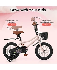 Slickblue Kids Bike with Basket and Customizable Handlebar Height