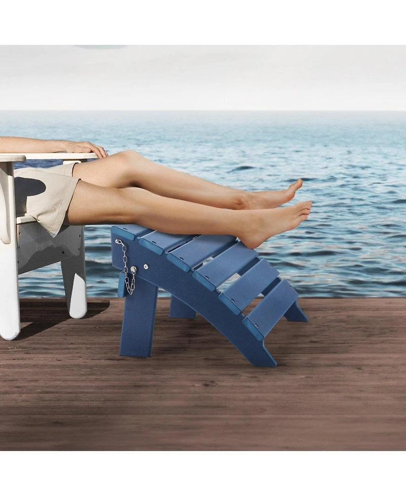 Gouun Hdpe Folding Adirondack Ottoman Footrest, Weather-Resistant