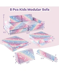 Gouun 8-Piece Modular Kids Play Couch Glow-in-the-Dark Toddler Sectional