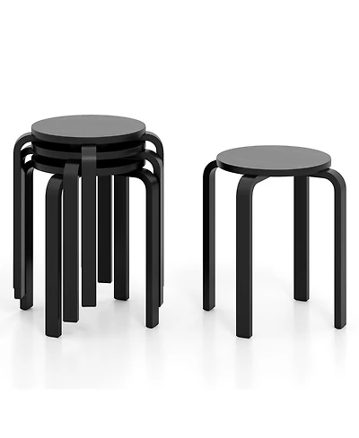 Gouun Stackable Bentwood Dining Stools Set of 4, 18 in Height with Round Top