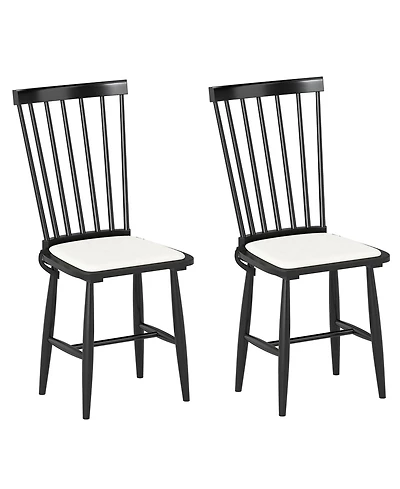 Gouun Farmhouse Windsor Dining Chairs Set of 2 with Removable Seat Cushions