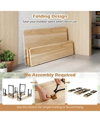 Gouun 3-Piece Folding Picnic Table and Bench Set, Fir Wood Portable Outdoor Dining