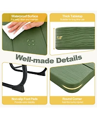 Gouun Square Outdoor Picnic Table with 4 Built-in Benches and Umbrella Hole, Hdpe Top