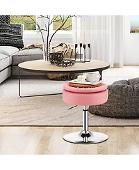 Gouun Height-Adjustable 360-Degree Swivel Vanity Stool with Hidden Storage and Removable Tray