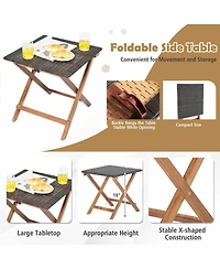 Gouun 79 in. Pe Rattan Chaise Lounge and Foldable Side Table Set