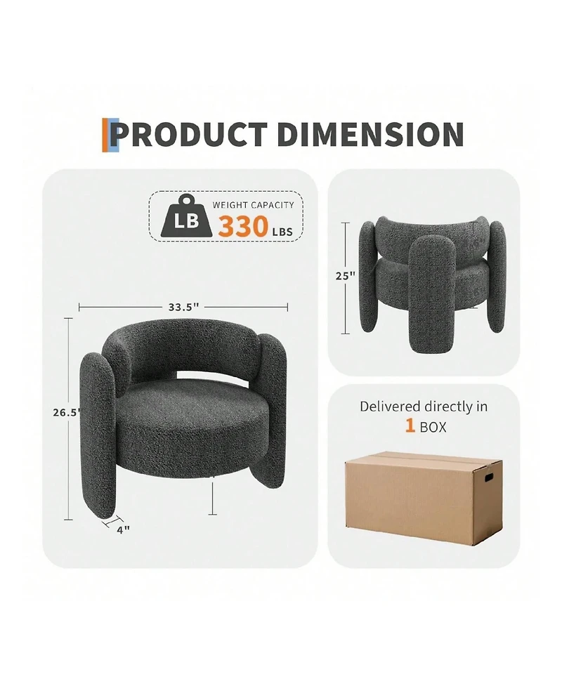 gaomon Dining Chair Office Accent Chair For Living Room Modern Chenille Boucle Accent Chair for Kitchen Dining Room