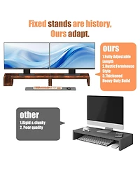 Gnuadz Wood Dual Monitor Stand Riser Desk Organizer Pen Holders