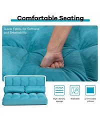Gouun 6-Position Foldable Floor Sofa Bed with Detachable Suede Cover