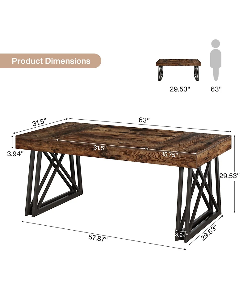 Tribesigns Executive Desk with X-Shaped Legs, 63'' Farmhouse Office Computer Desk, Large Writing Table