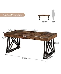 Tribesigns Executive Desk with X-Shaped Legs, 63'' Farmhouse Office Computer Desk, Large Writing Table