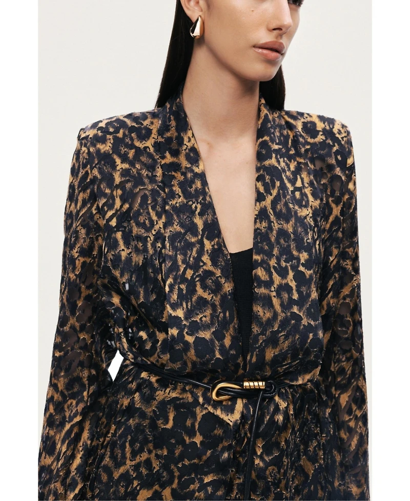 Nocturne Women's Printed Leopard Belted Jacket