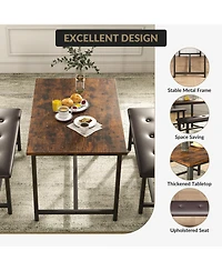 gaomon 3-Piece 4-Person Industrial Dining Set with 2 Benches
