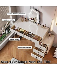 Streamdale Furniture Cloud Led Vanity with Storage and Ribbed Design