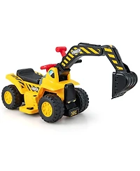 Slickblue Ride On Excavator 6V for Kids with Fun Digger and Basketball Hoop-Yellow