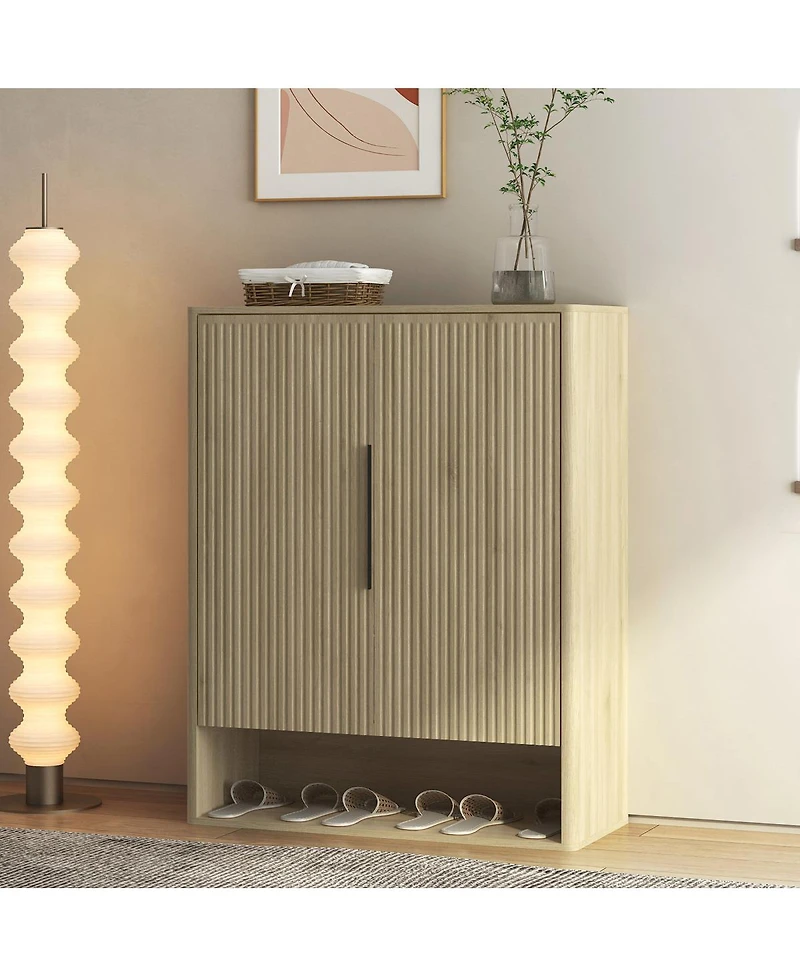 Streamdale Furniture Wooden Shoe Cabinet with Doors and Adjustable Shelves