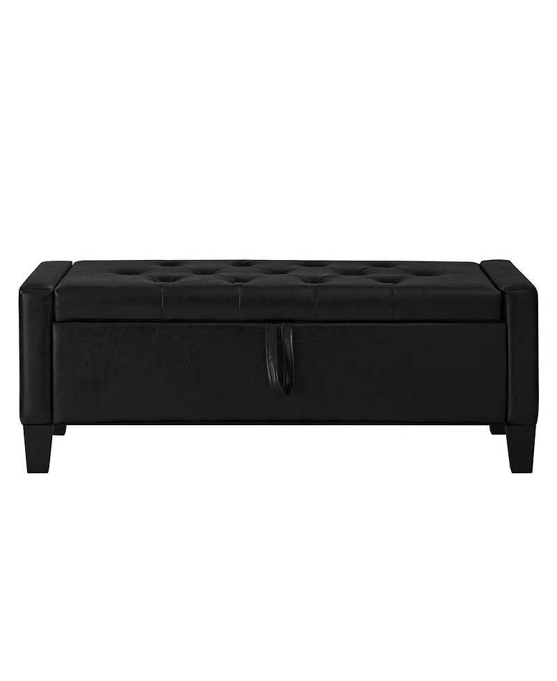 Streamdale Furniture Black Storage Ottoman Bench with Safety Hinge