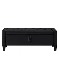 Streamdale Furniture Black Storage Ottoman Bench with Safety Hinge