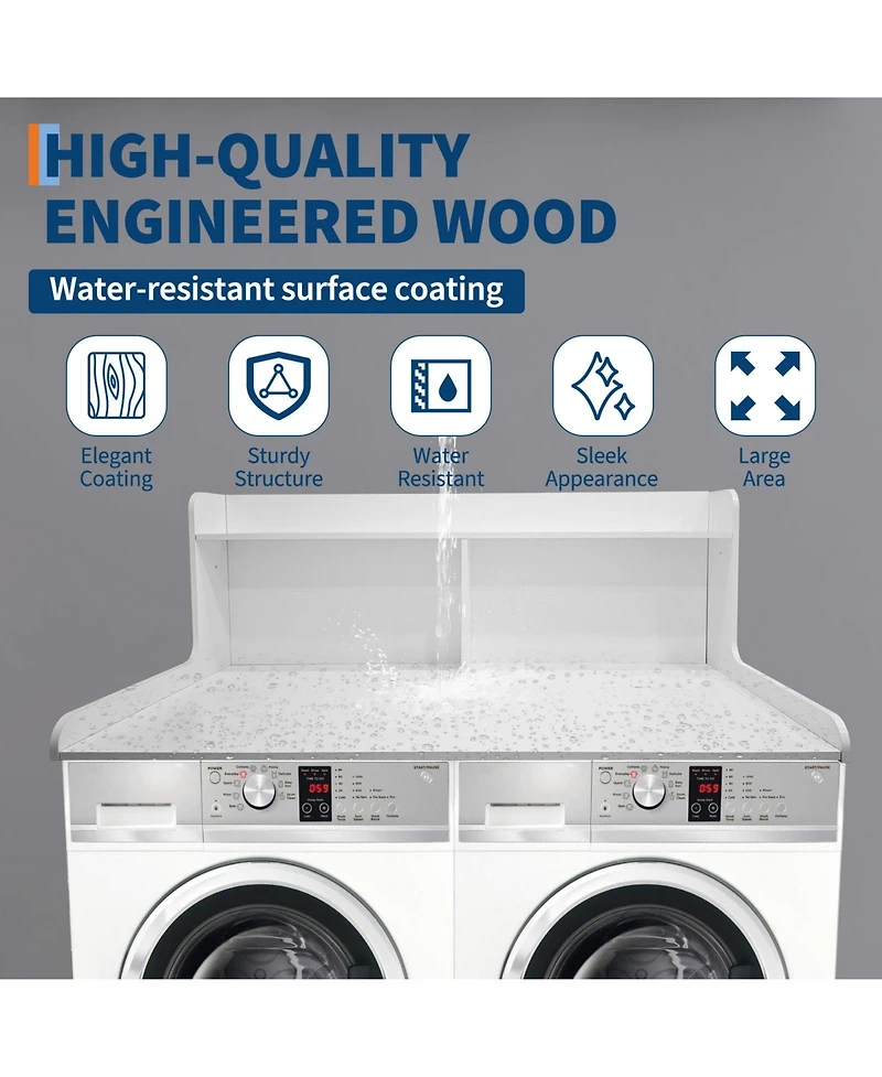Homfan 2-Tier Washer and Dryer Countertop Organizer Shelf - Space-Saving Laundry Room Storage